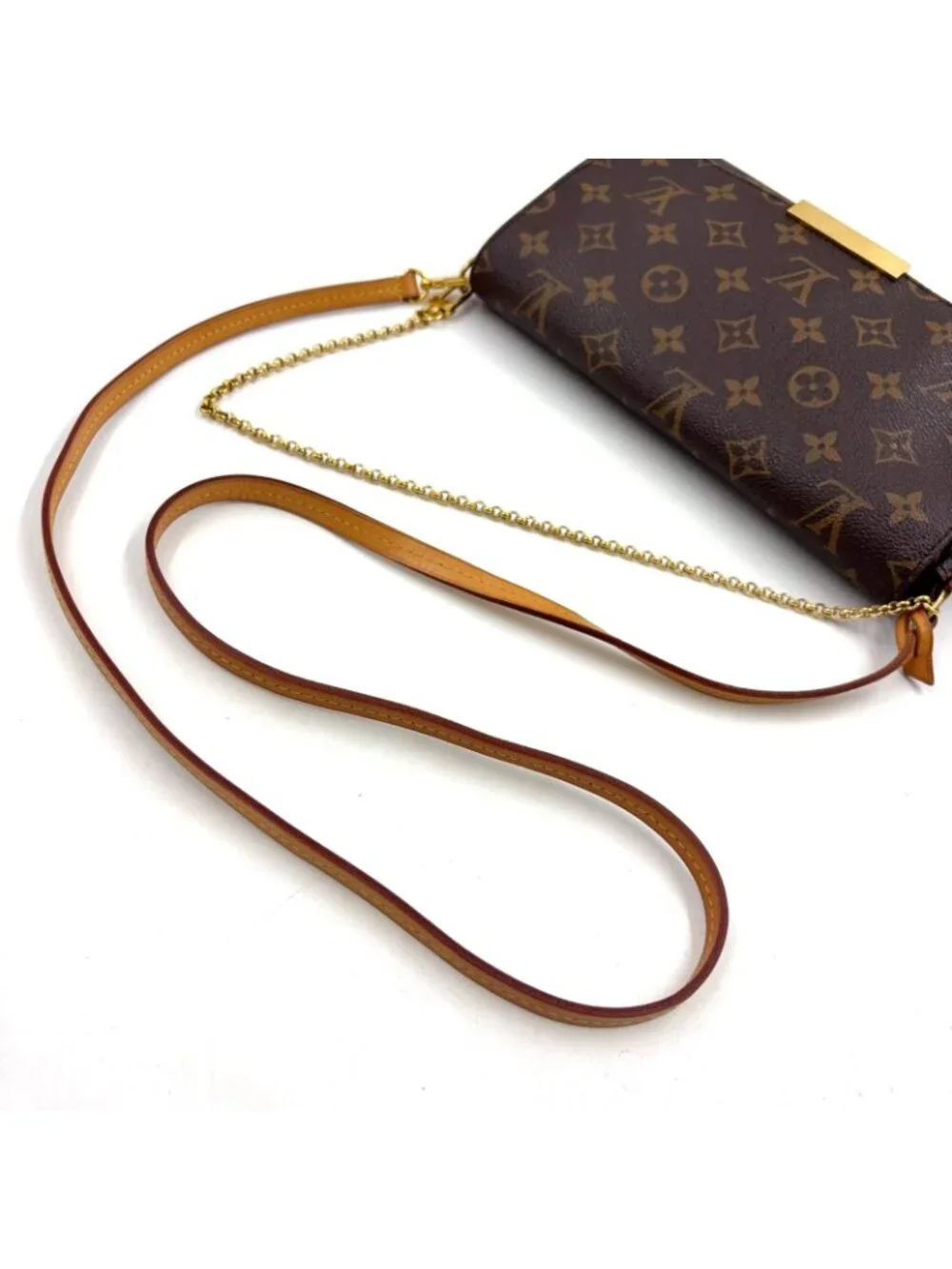 Louis Vuitton Favorite MM Monogram Leather Brown Light Handbag Gold